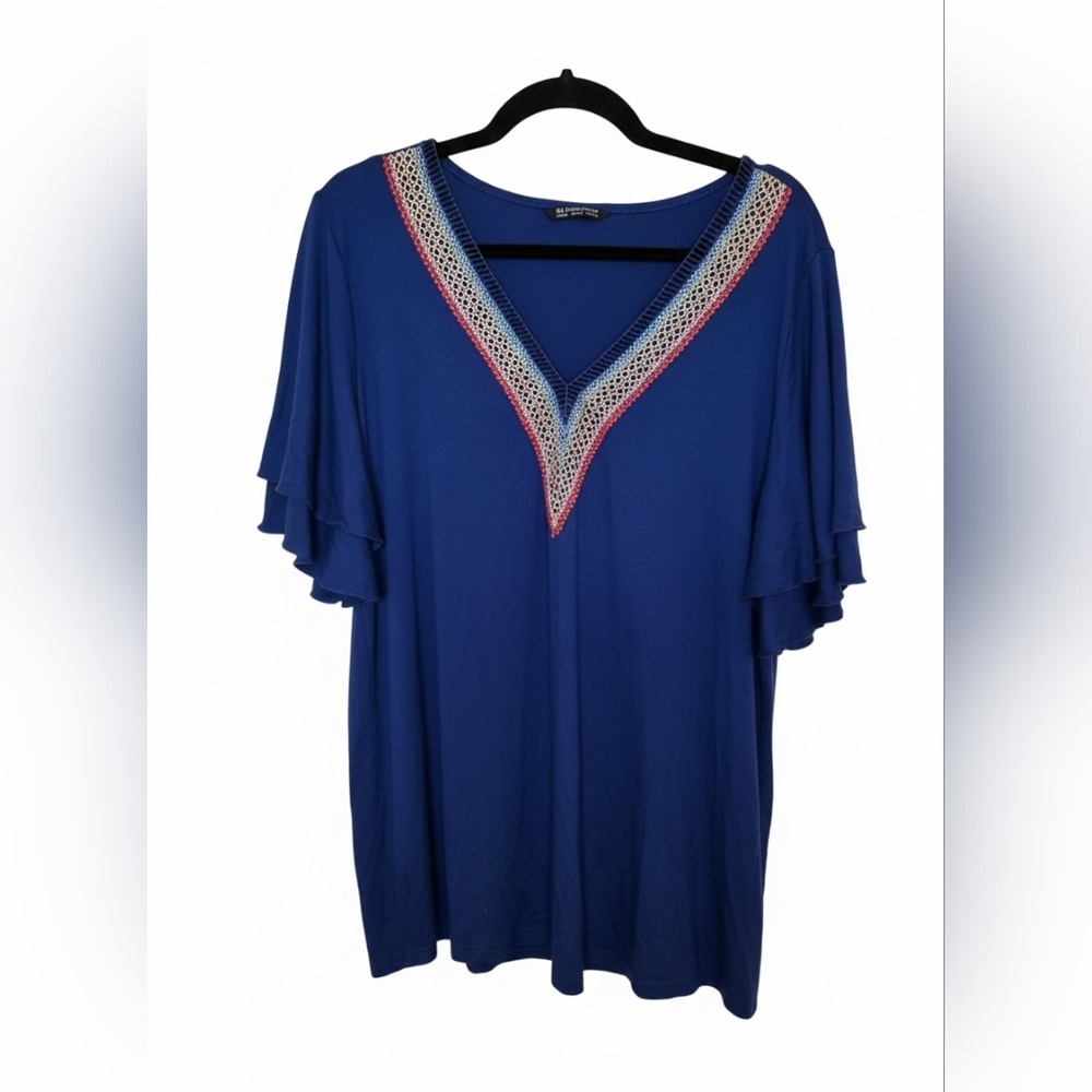 2 For $20 BloomChic Blue Blouse with Crochet V-Neck